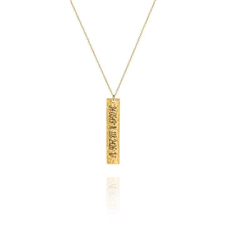 Personalized Hammered Vertical Bar Necklace