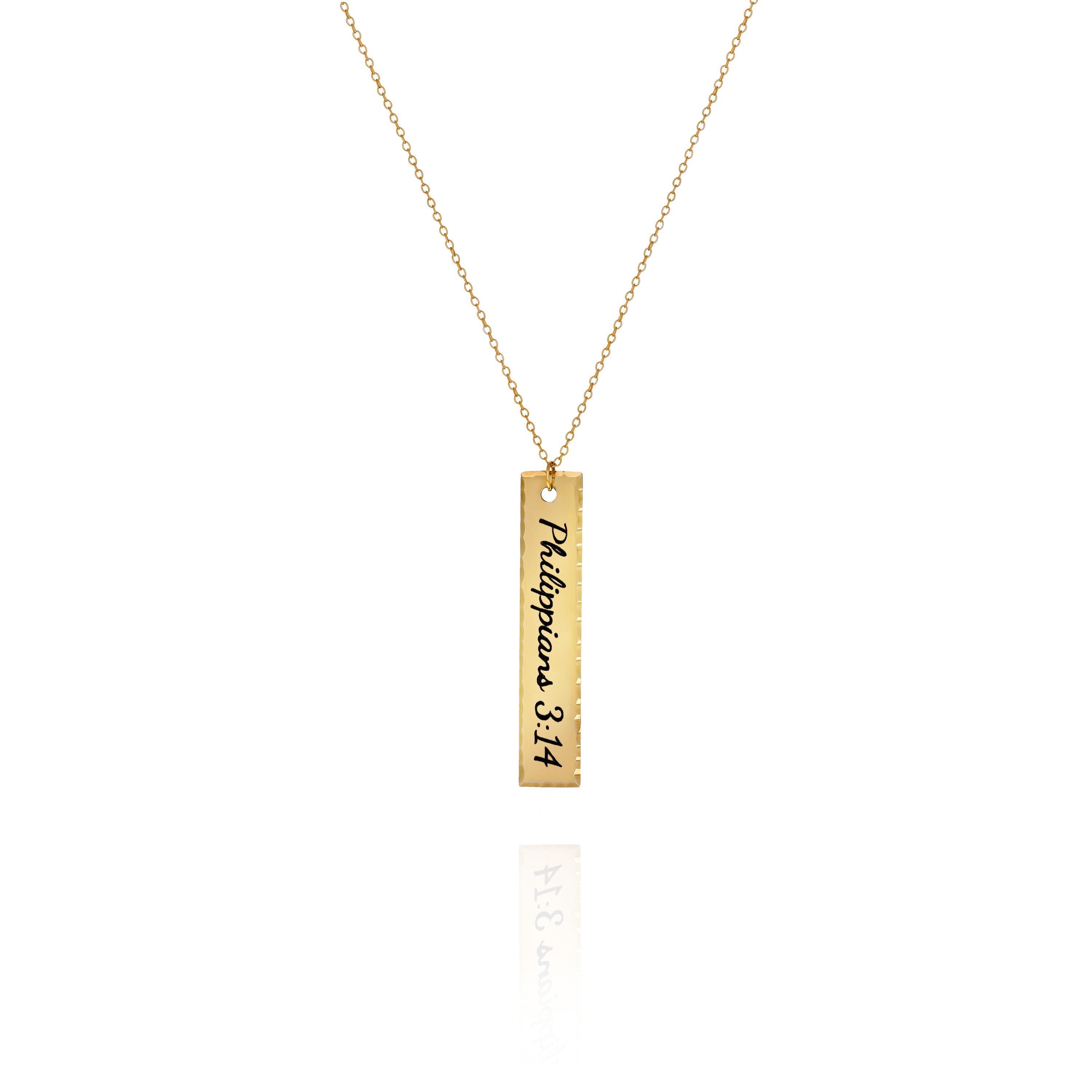 Vertical Hammered Bar Necklace – Personalized Sterling Silver Jewelry