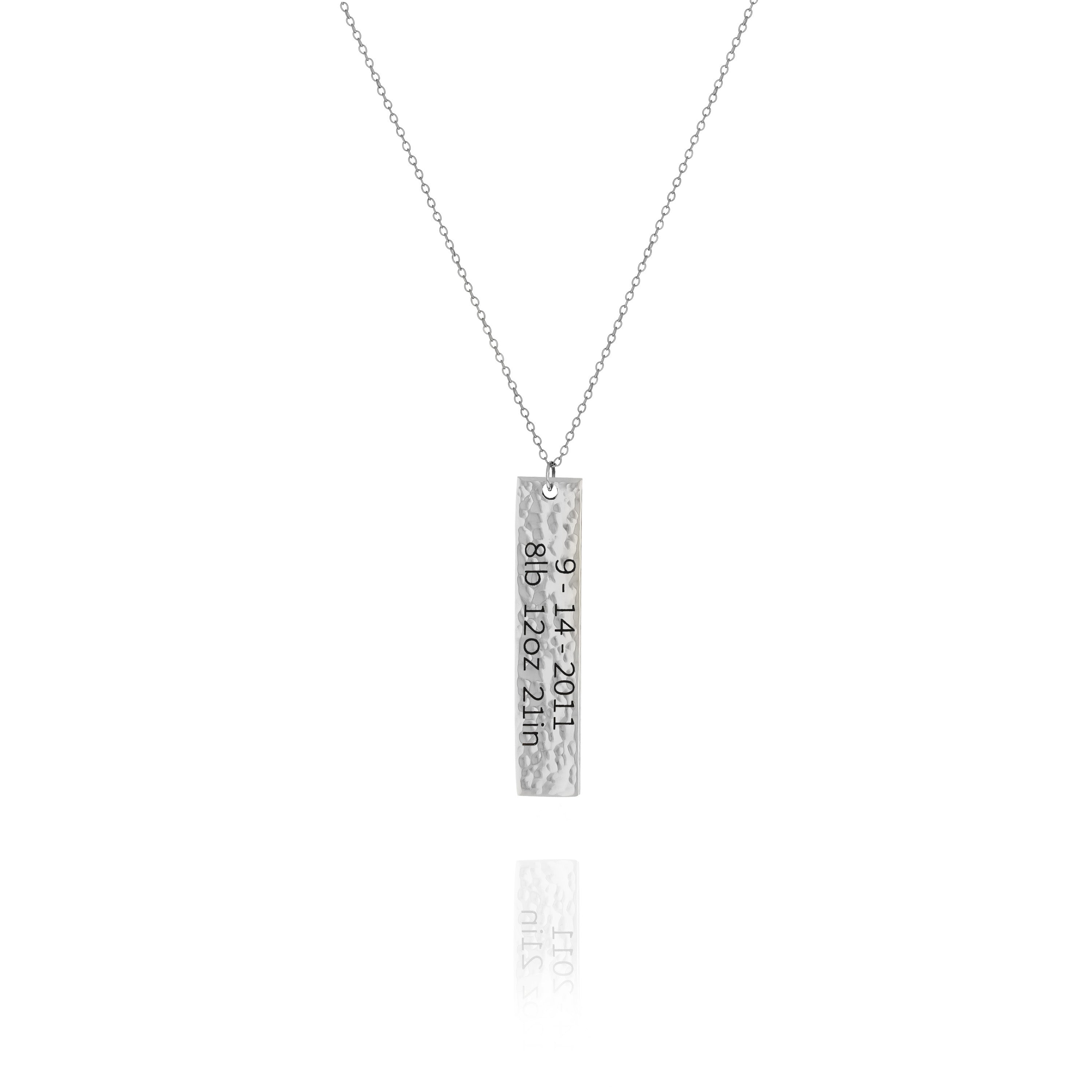 Personalized Hammered Vertical Bar Necklace