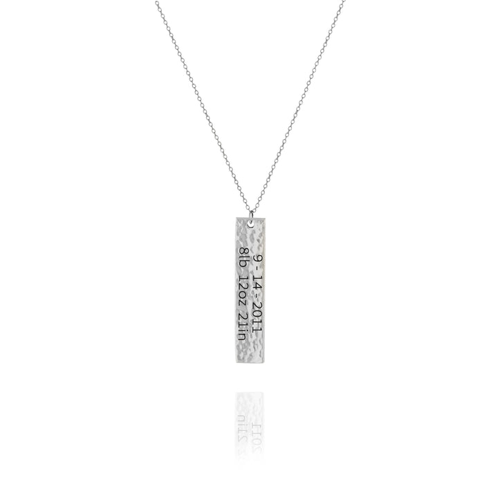 Personalized Hammered Vertical Bar Necklace