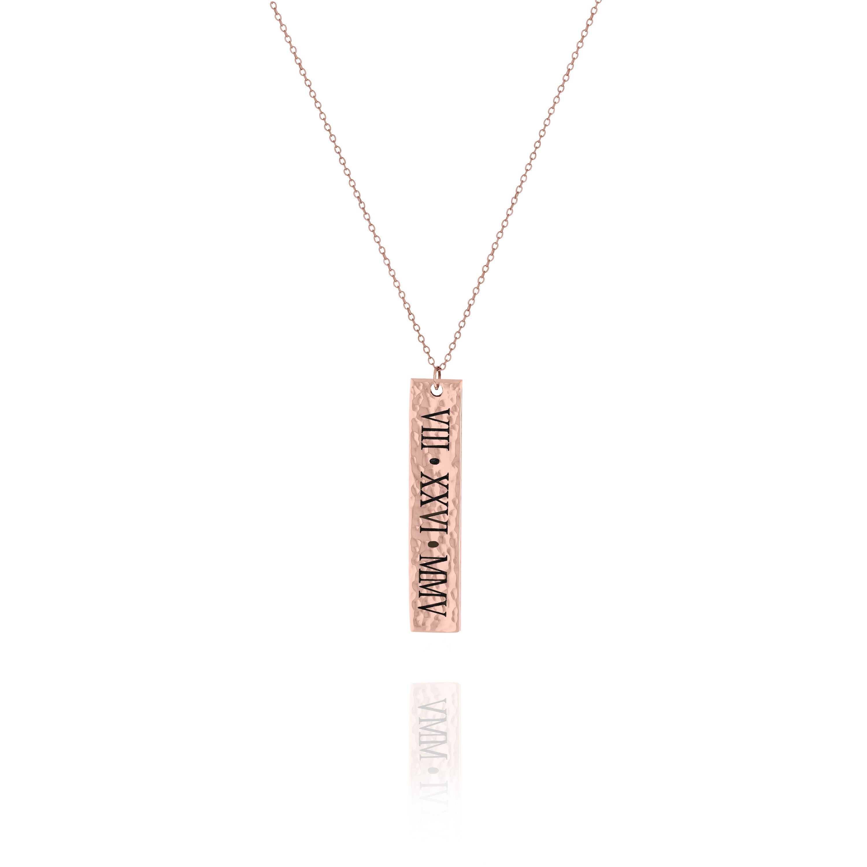 Personalized Hammered Vertical Bar Necklace