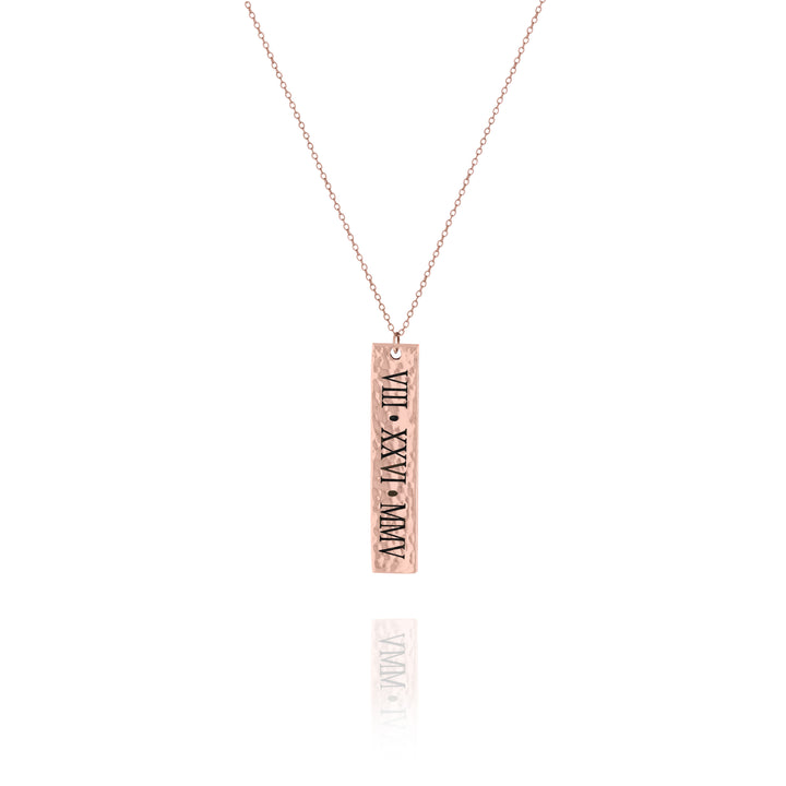Personalized Hammered Vertical Bar Necklace
