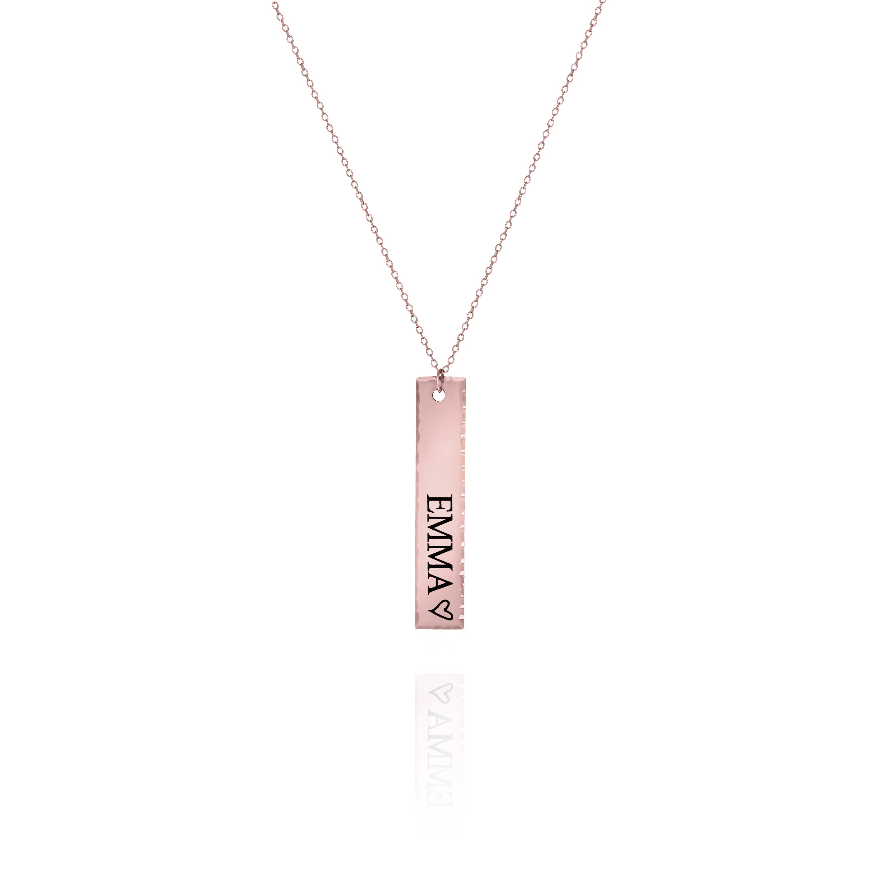 Vertical Hammered Bar Necklace – Personalized Sterling Silver Jewelry