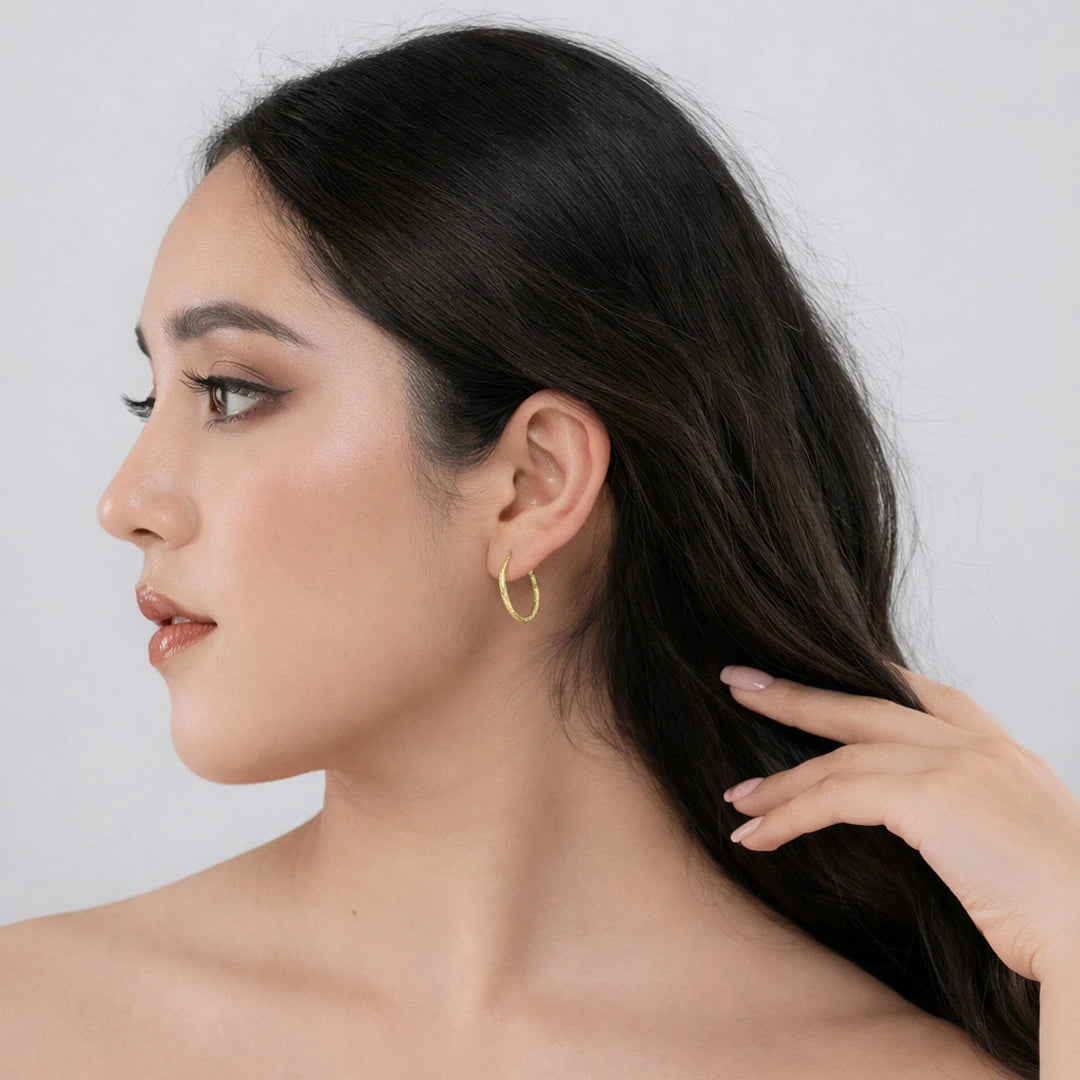 Sterling Silver Hammered Hoop Earrings
