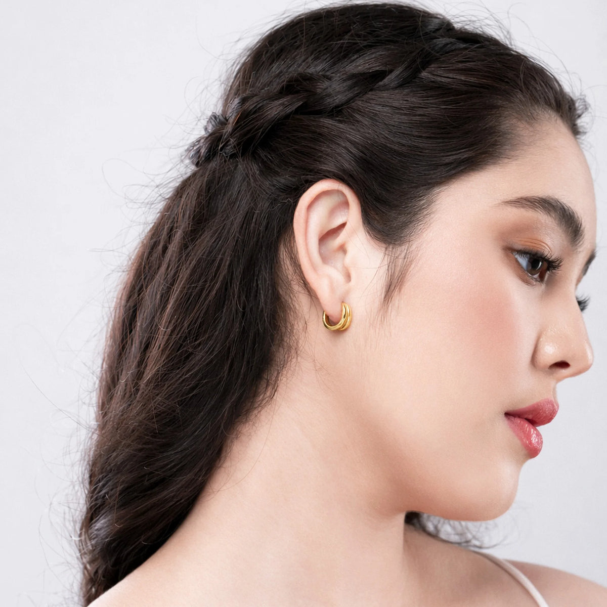 Sterling Silver Double Hoop Huggie Earrings