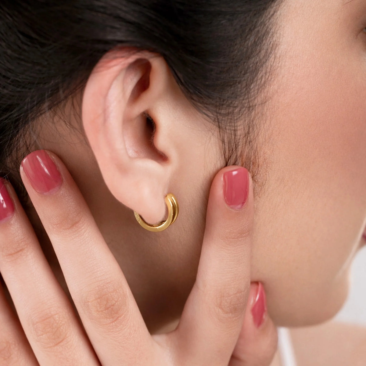 Sterling Silver Double Hoop Huggie Earrings