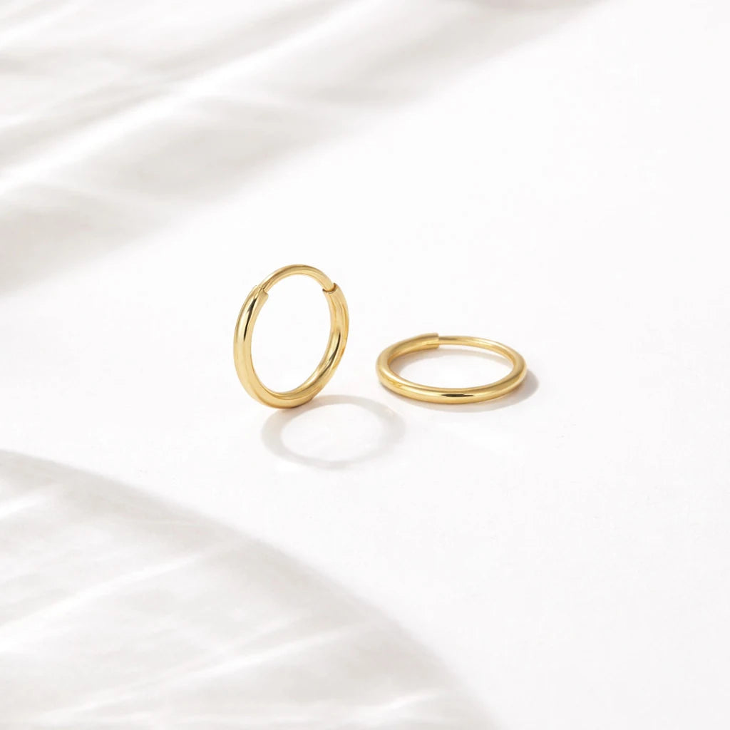 Sterling Silver Plain Huggie Hoop Earrings