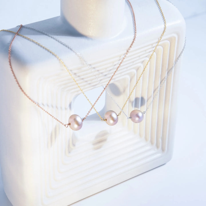 Lavender Freshwater Pearl Necklace in Sterling Silver