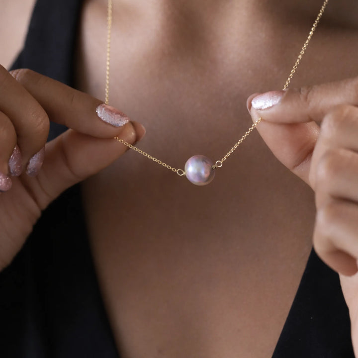 Lavender Freshwater Pearl Necklace in Sterling Silver