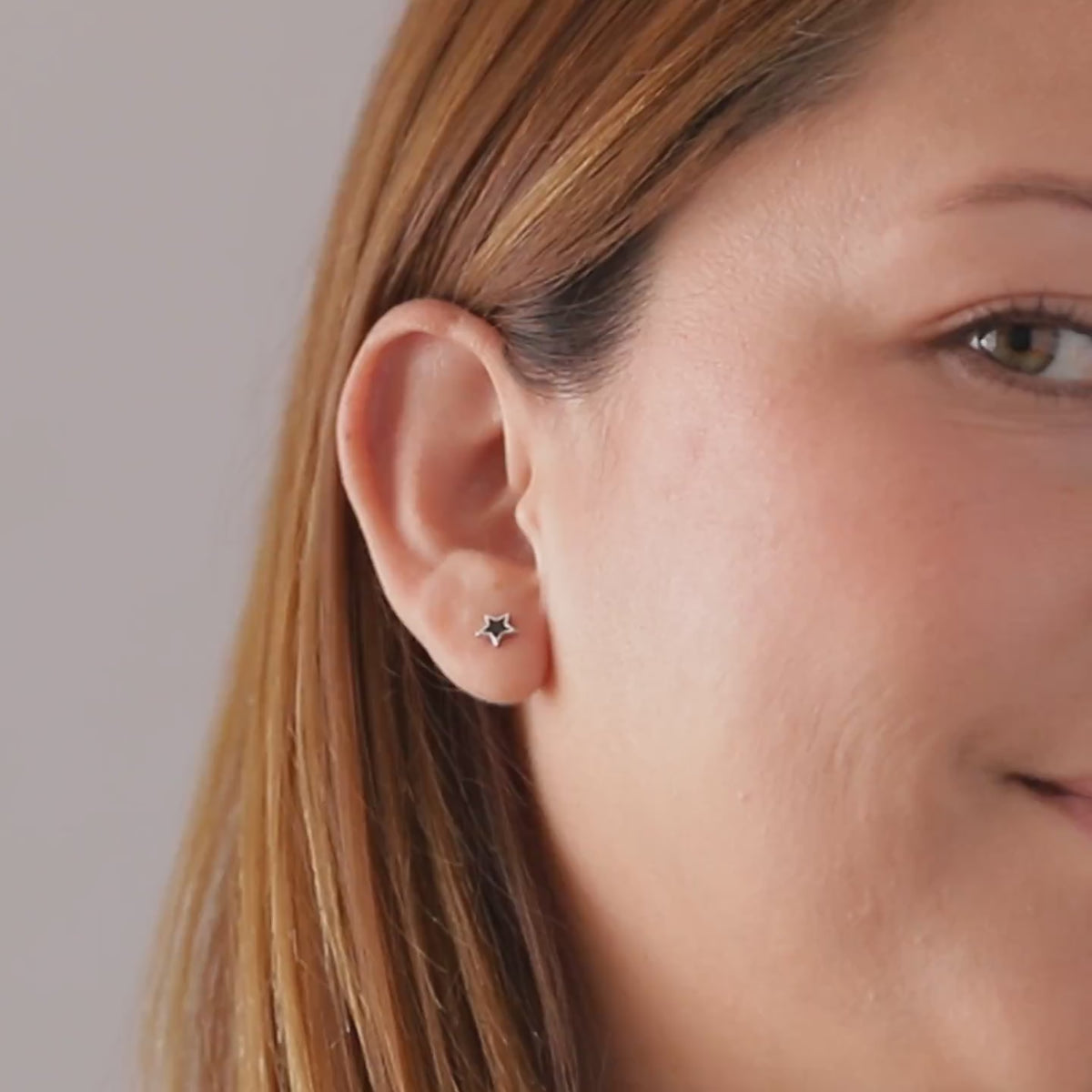 Sterling Silver Black Star Stud Earrings