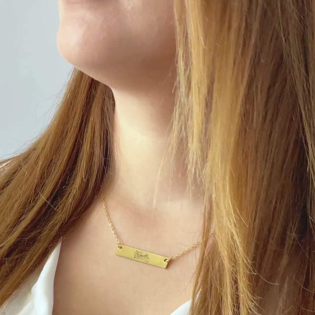 Handwriting Bar Necklace – Personalized Engraved Keepsake