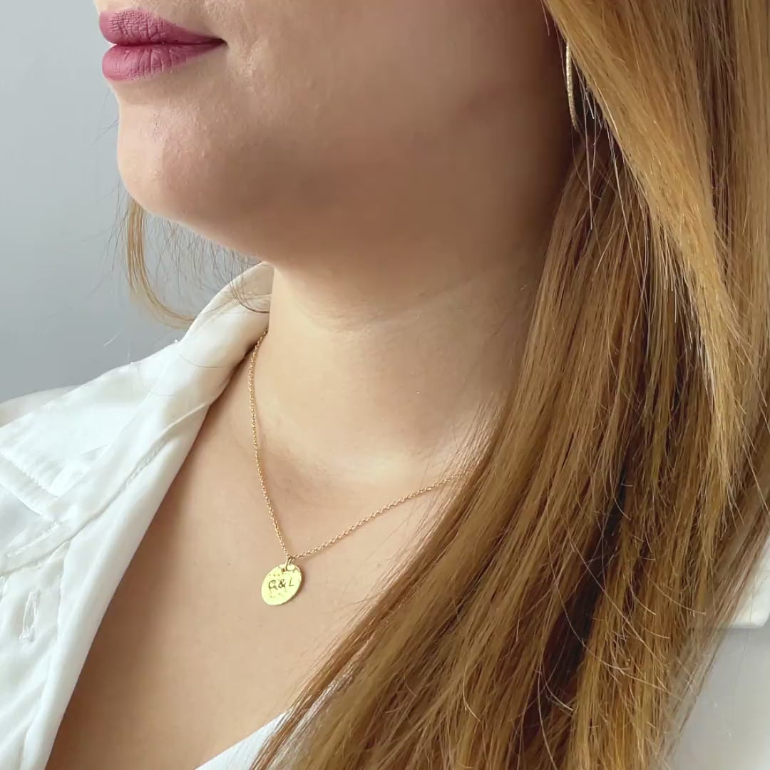 Personalized Hammered Disc Necklace – Custom Initial