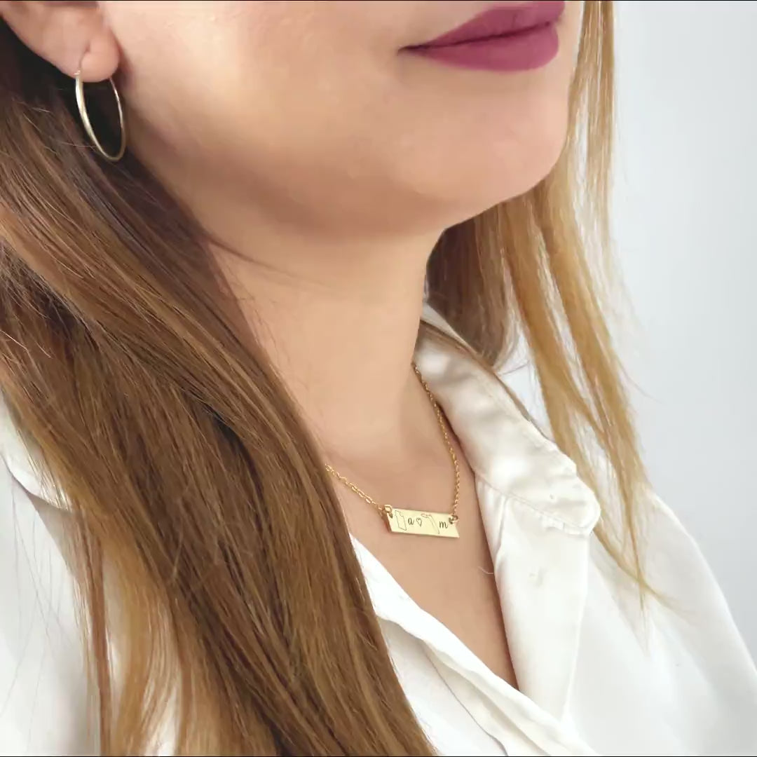 Two State Necklace – Long Distance Personalized Bar
