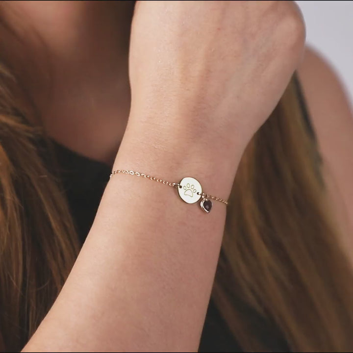 Birthstone Initial Disc Bracelet – Personalized Minimal Jewelry