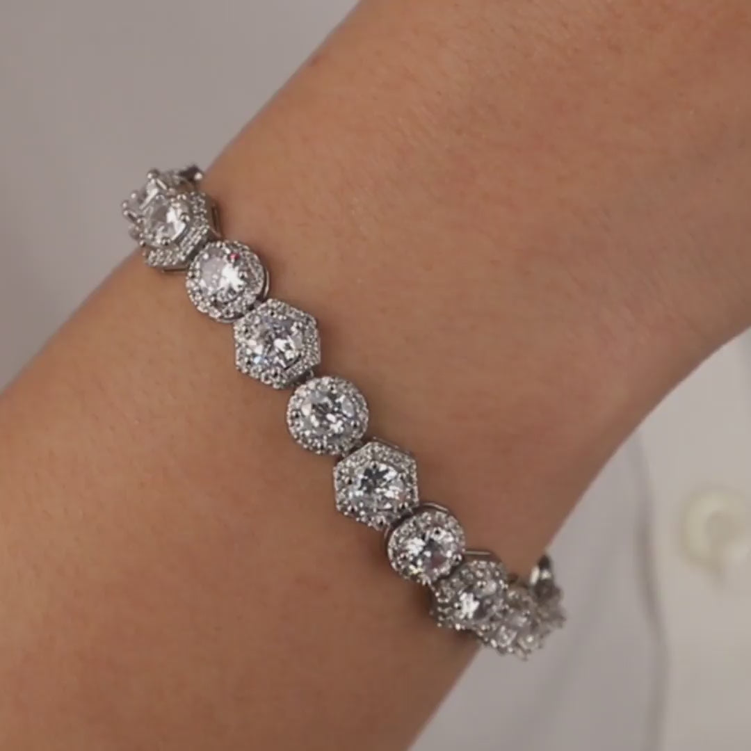CZ Tennis Bracelet – Rhodium Plated Statement Jewelry