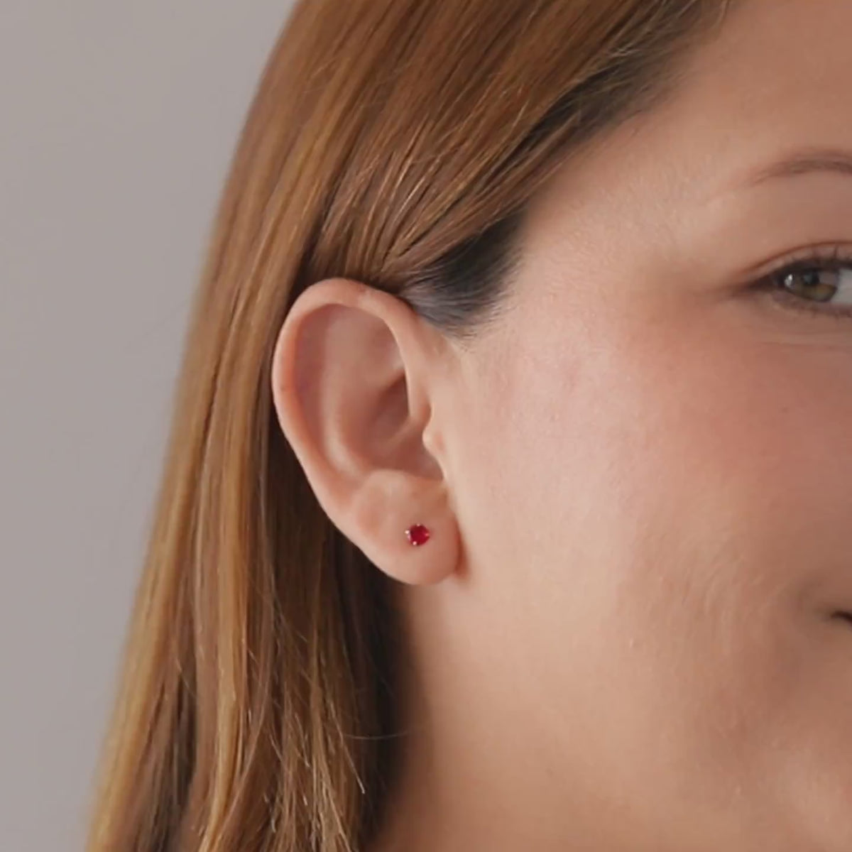 Tiny Ruby Stud Earrings .925 Sterling Silver