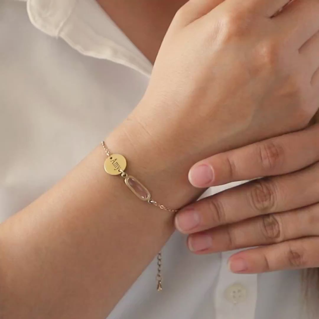 Birthstone Initial Bracelet in Sterling Silver
