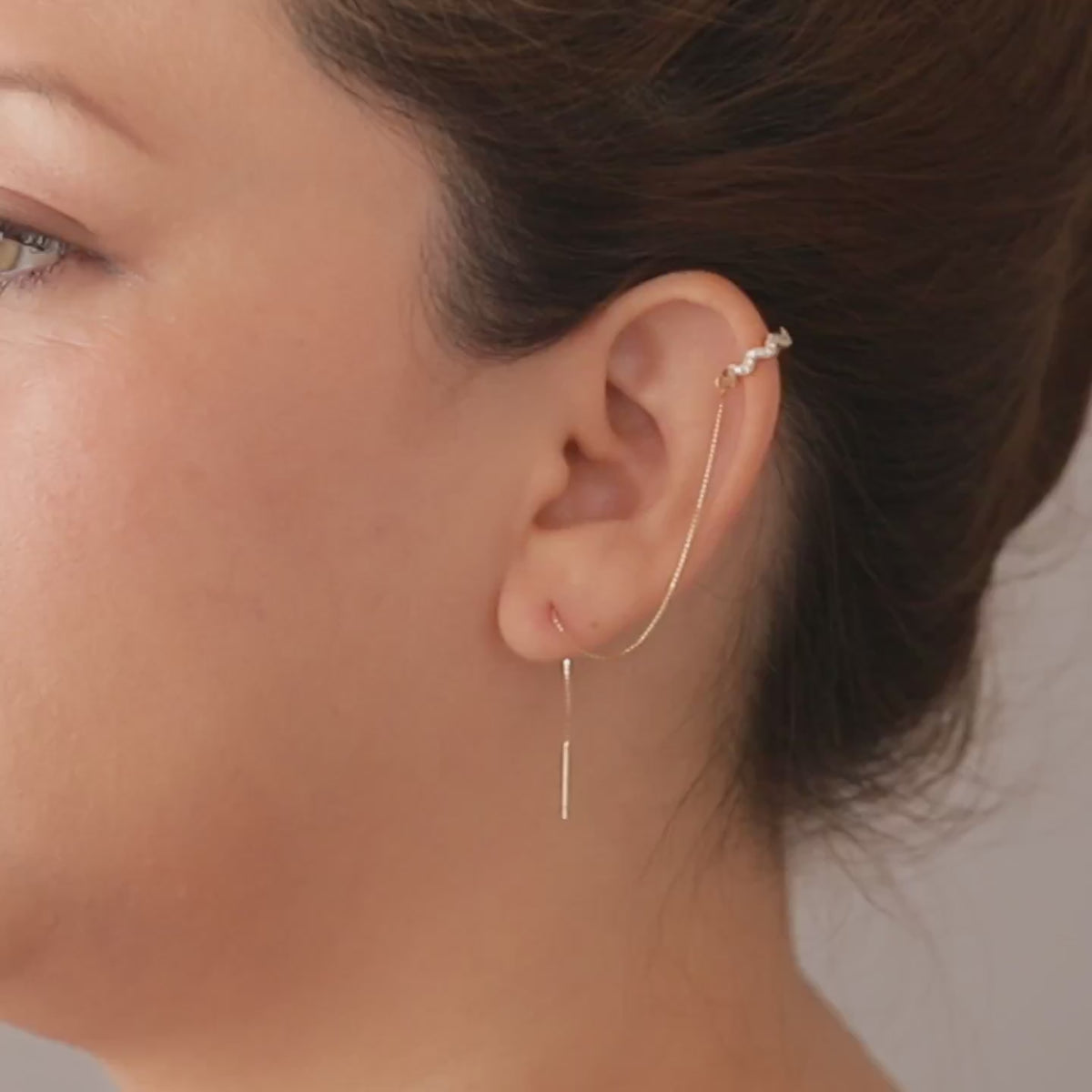 Ear Cuff with CZ diamond Chain Earrings