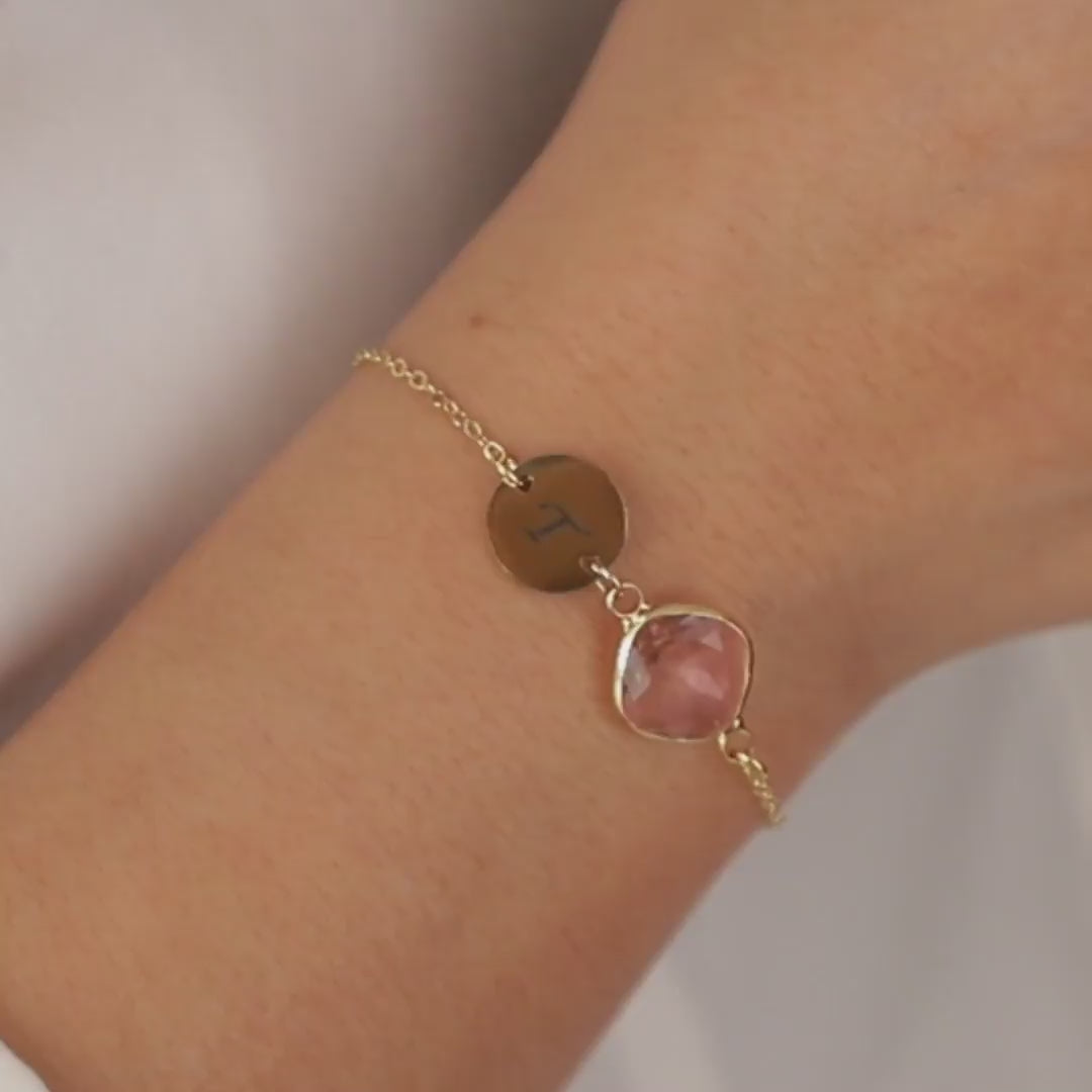 Birthstone & Initial Bracelet – Dainty Personalized Jewelry