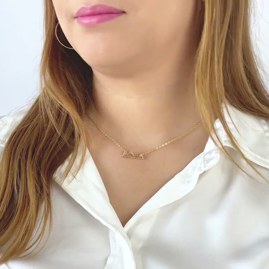 Mountain Charm Necklace in Gold, Silver, or Rose Gold