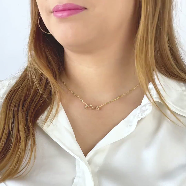 Mountain Charm Necklace in Gold, Silver, or Rose Gold