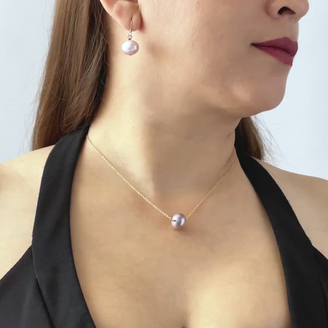Lavender Freshwater Pearl Necklace in Sterling Silver