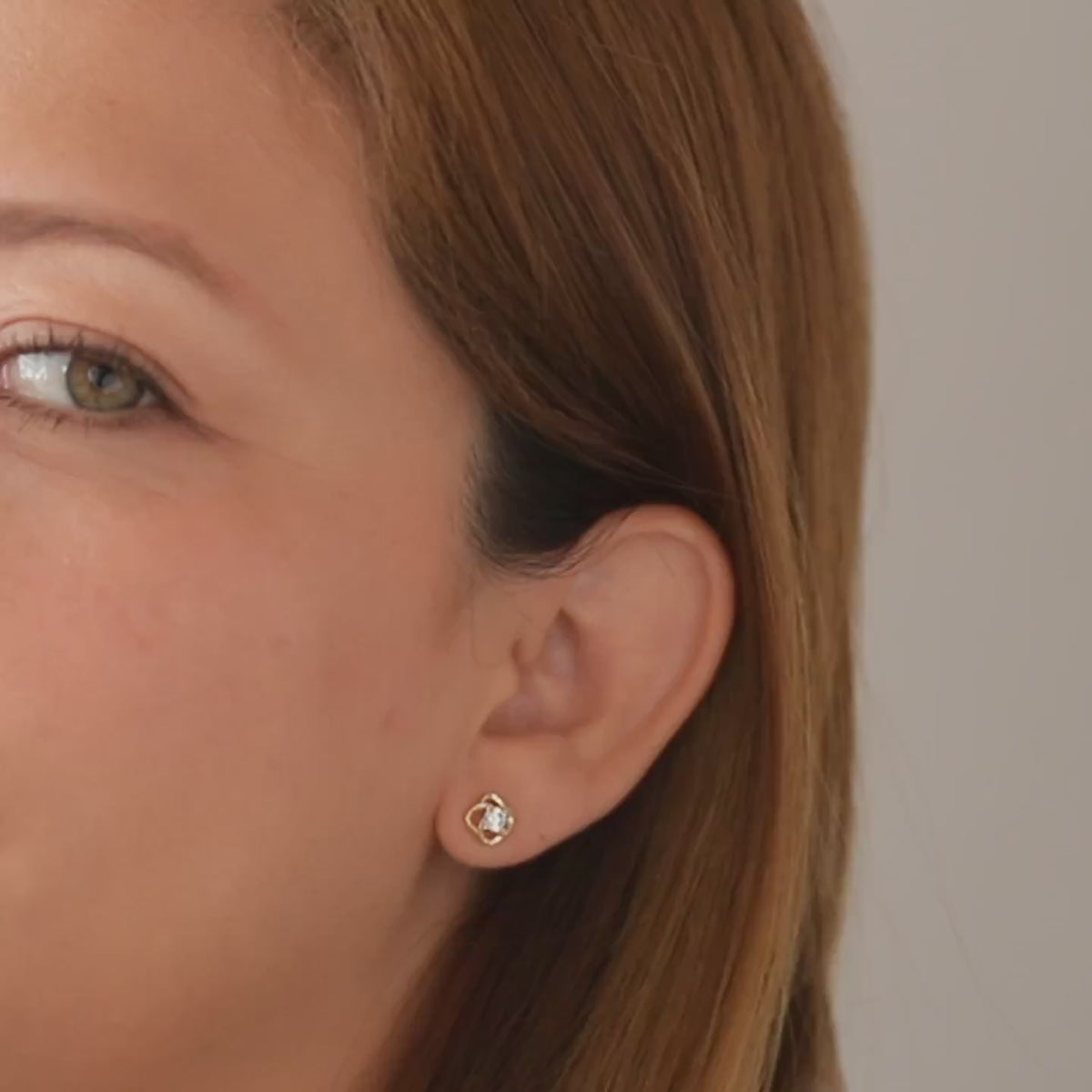 CZ Flower Stud Earrings in Sterling Silver