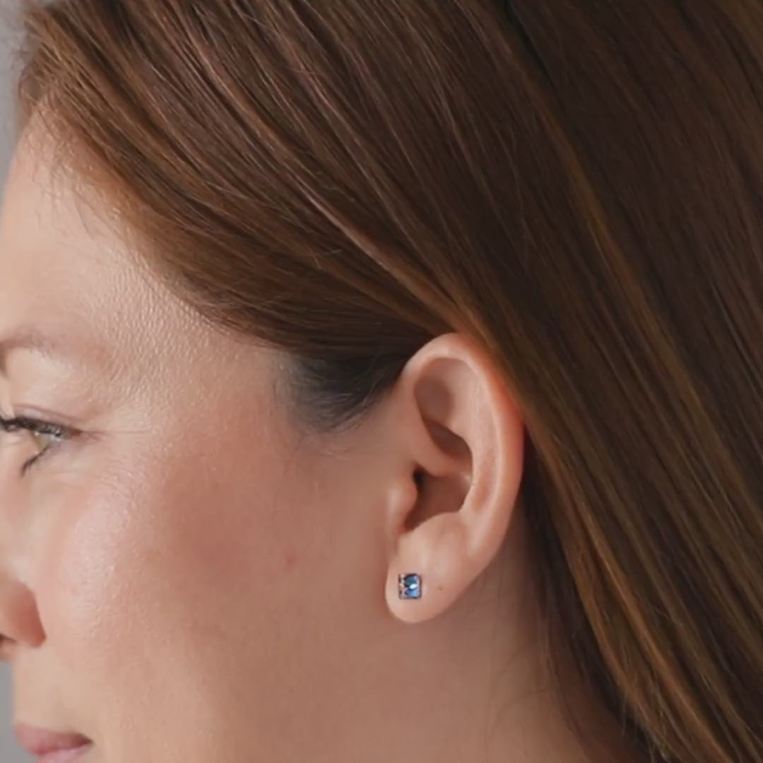 Sterling Silver Blue Opal Stud Earrings