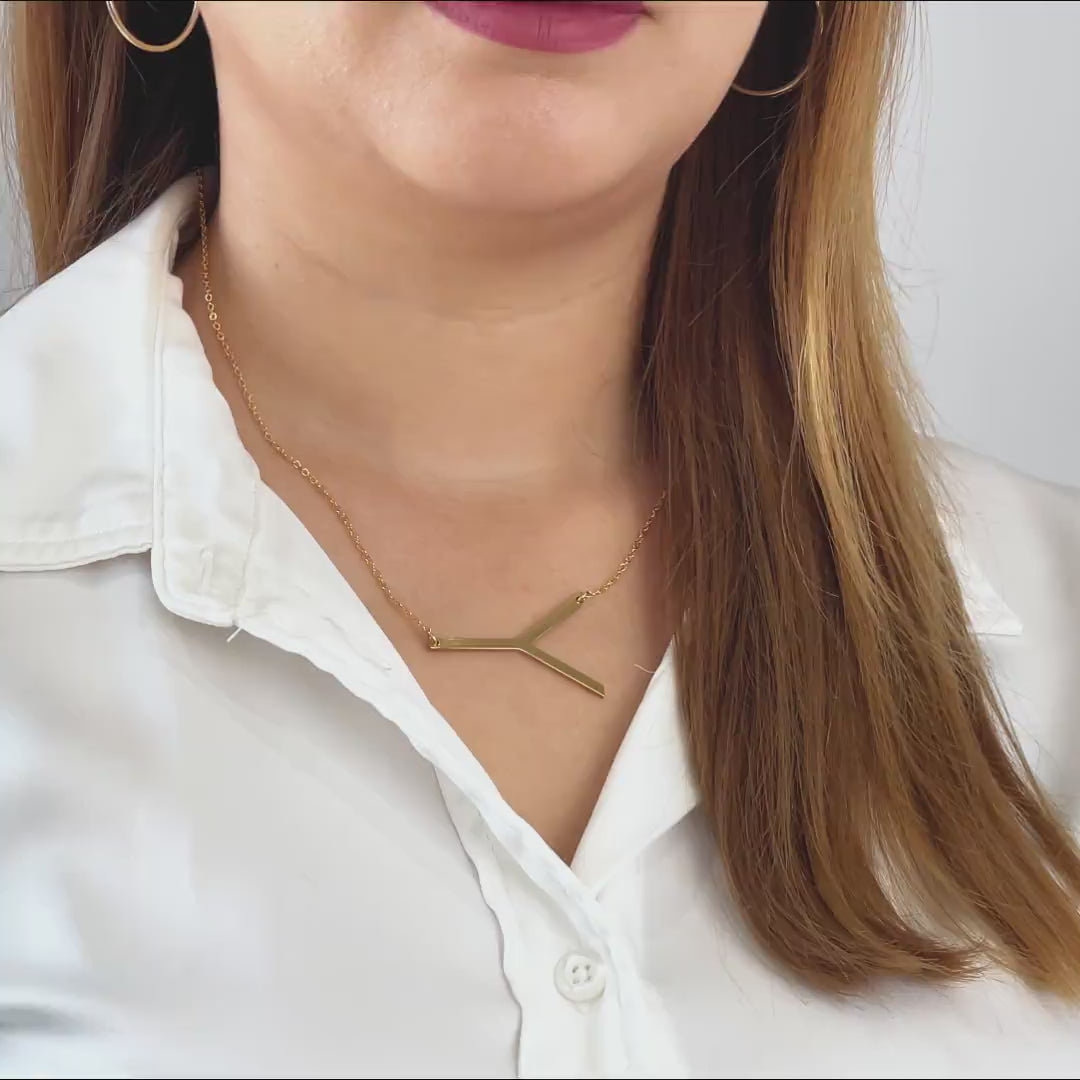 Sideways Initial Necklace – Large Letter Personalized