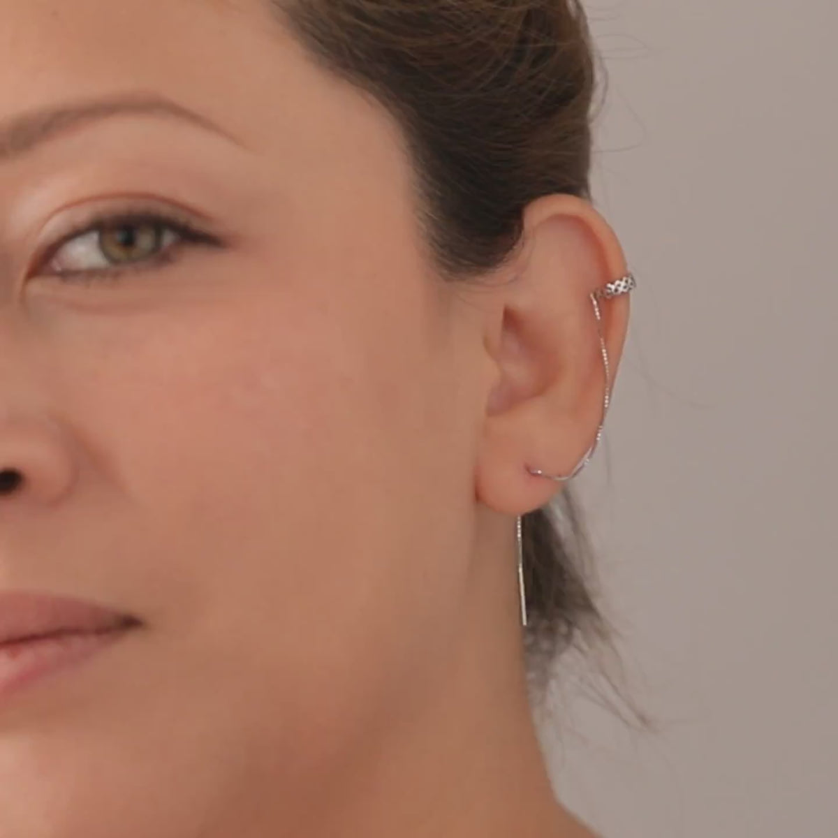 Sterling Silver Chain Ear Cuff Earrings