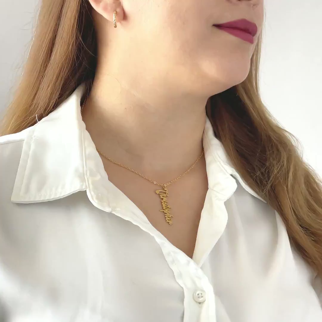 Vertical Name Necklace .925 Sterling Silver