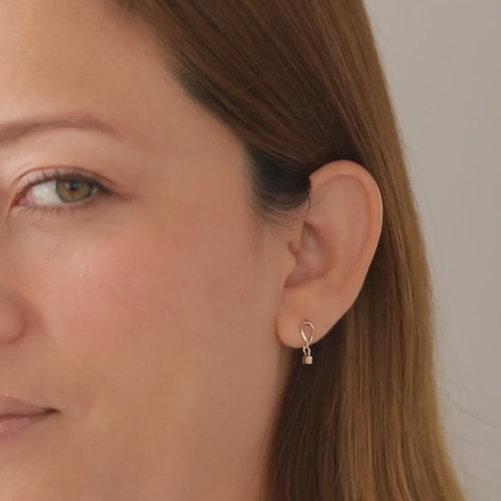Minimalist Square Drop Stud Earrings in Sterling Silver