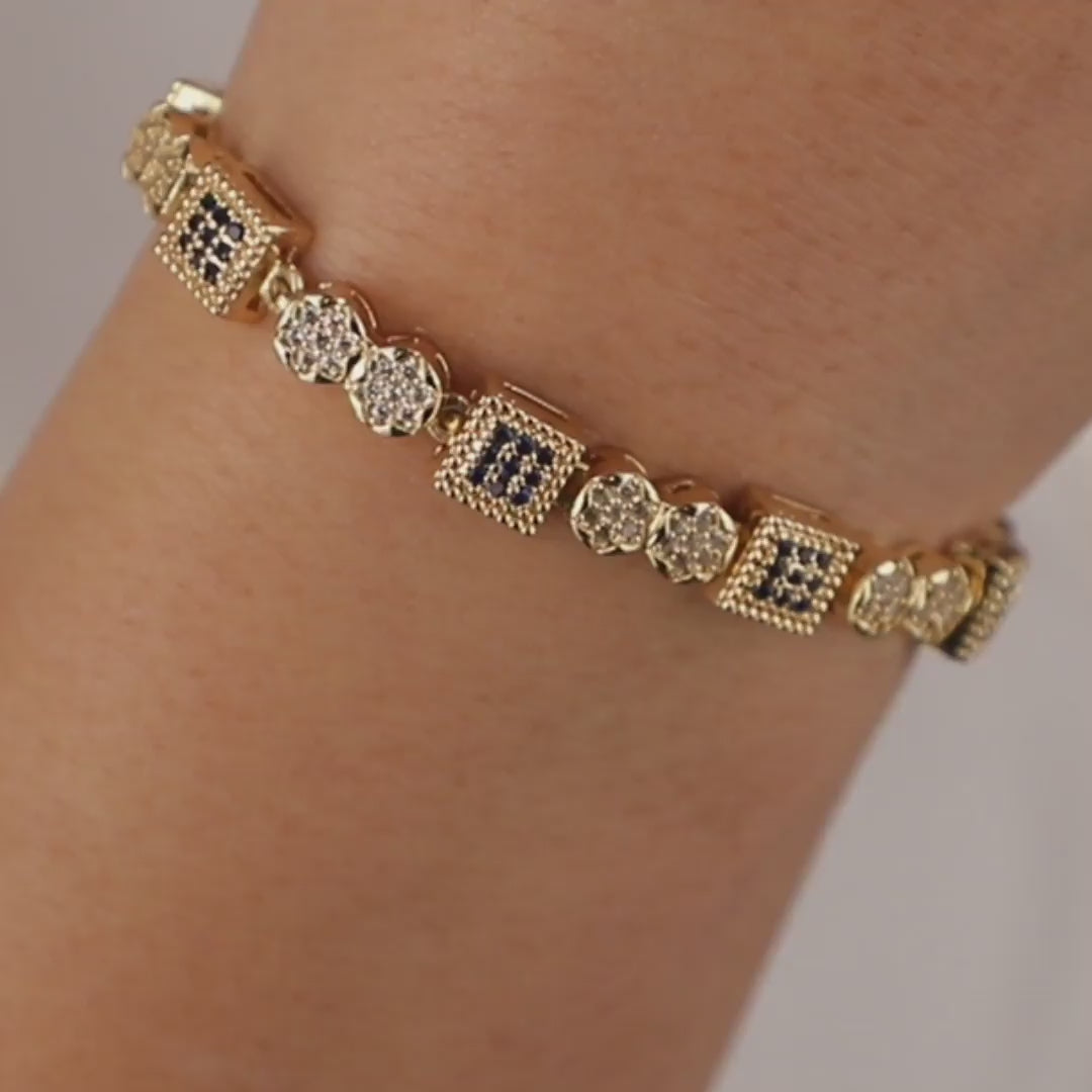 Minimalist Blue Stone Bracelet – Gold Plated Geometric Jewelry