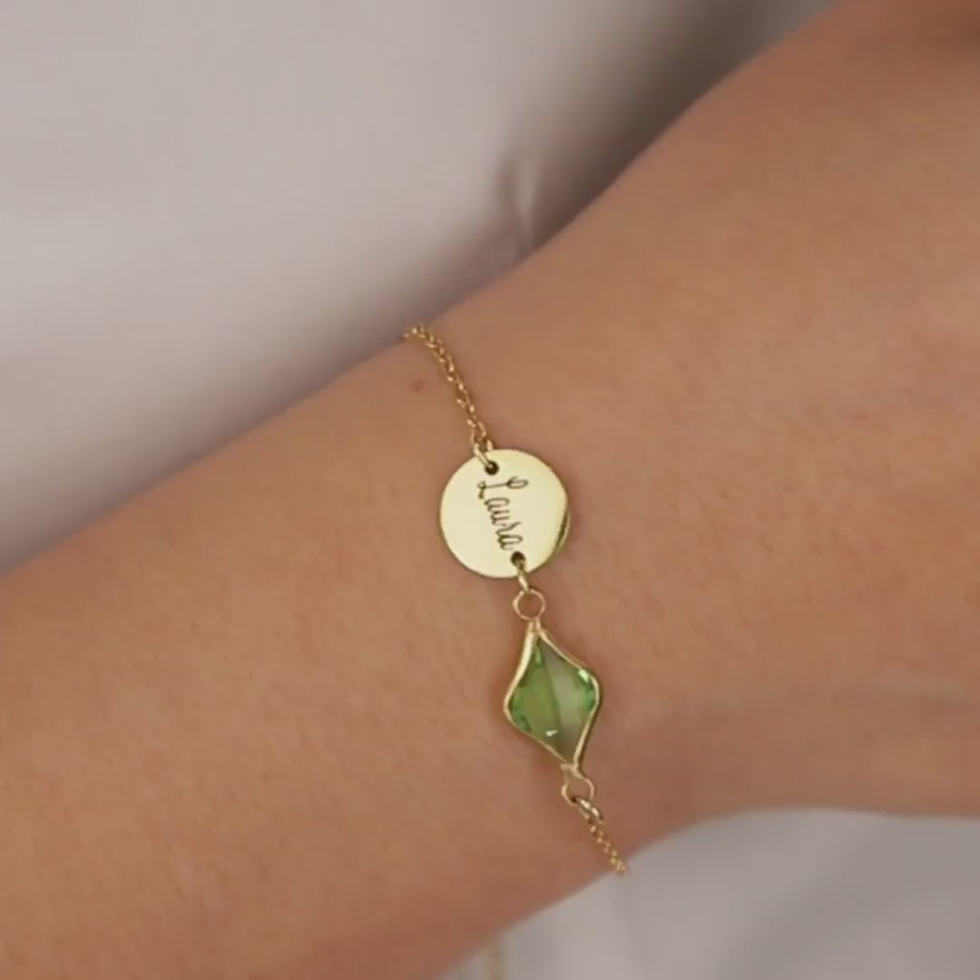 Personalized Birthstone Disc Bracelet – Dainty Custom Jewelry
