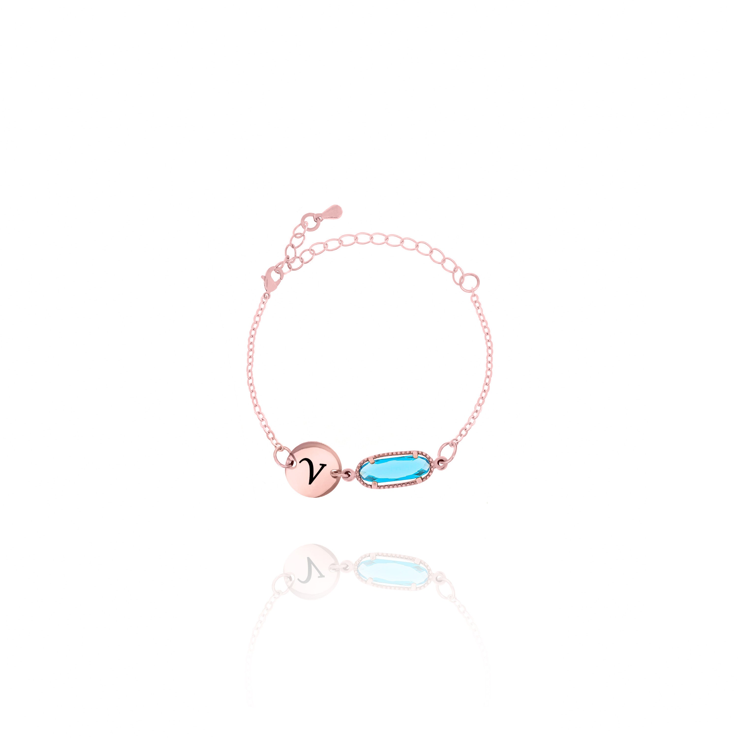 Personalized Birthstone & Initial Bracelet – Custom Jewelry Gift for Her- MDD12+ST10