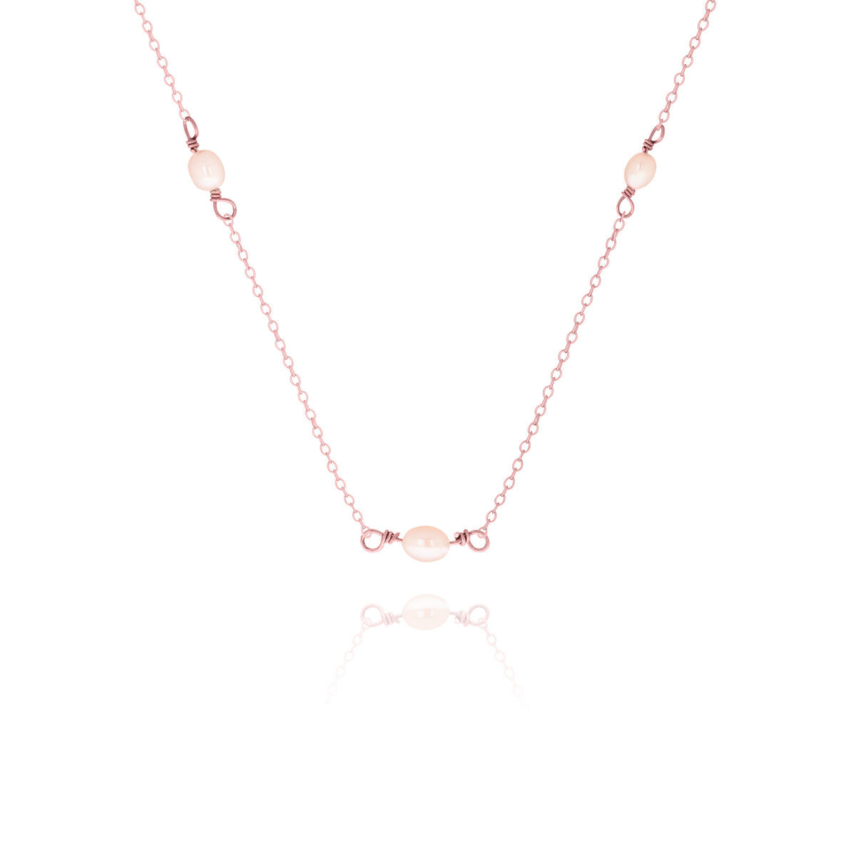 Peach Freshwater Pearl Necklace in Sterling Silver