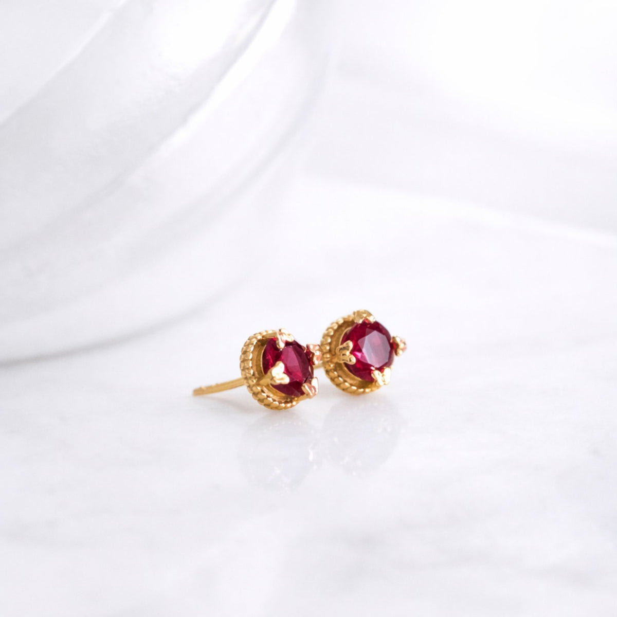 Sterling Silver Round Birthstone Stud Earrings