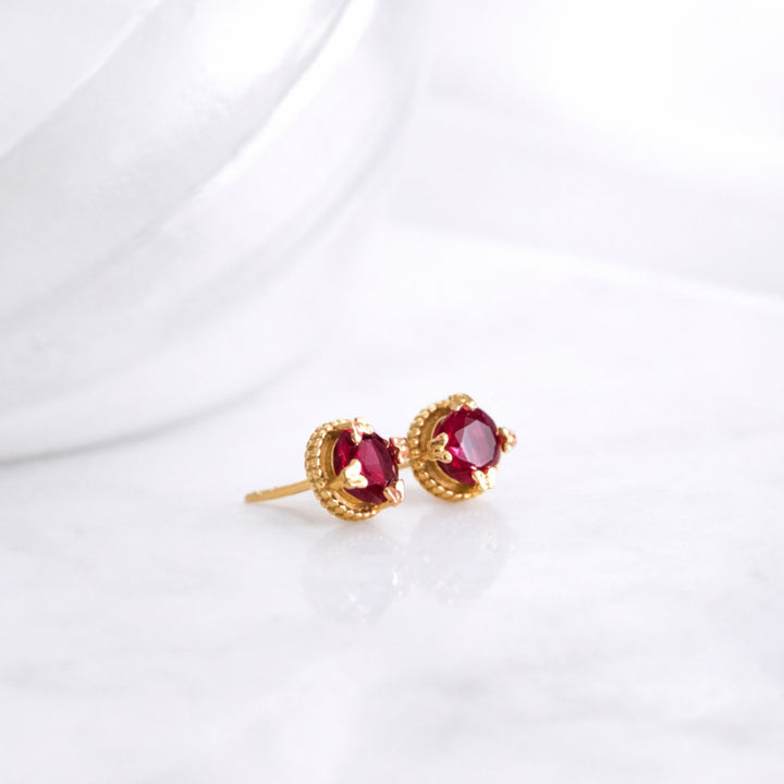 Sterling Silver Round Birthstone Stud Earrings
