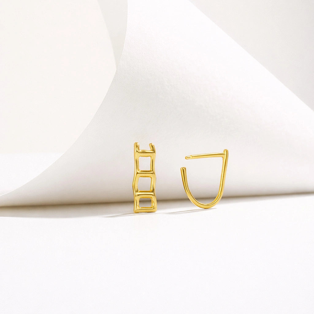 Sterling Silver Geometric Hoop Earrings