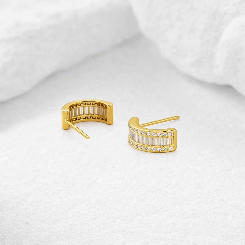 Sterling Silver CZ Diamond Hoop Earrings