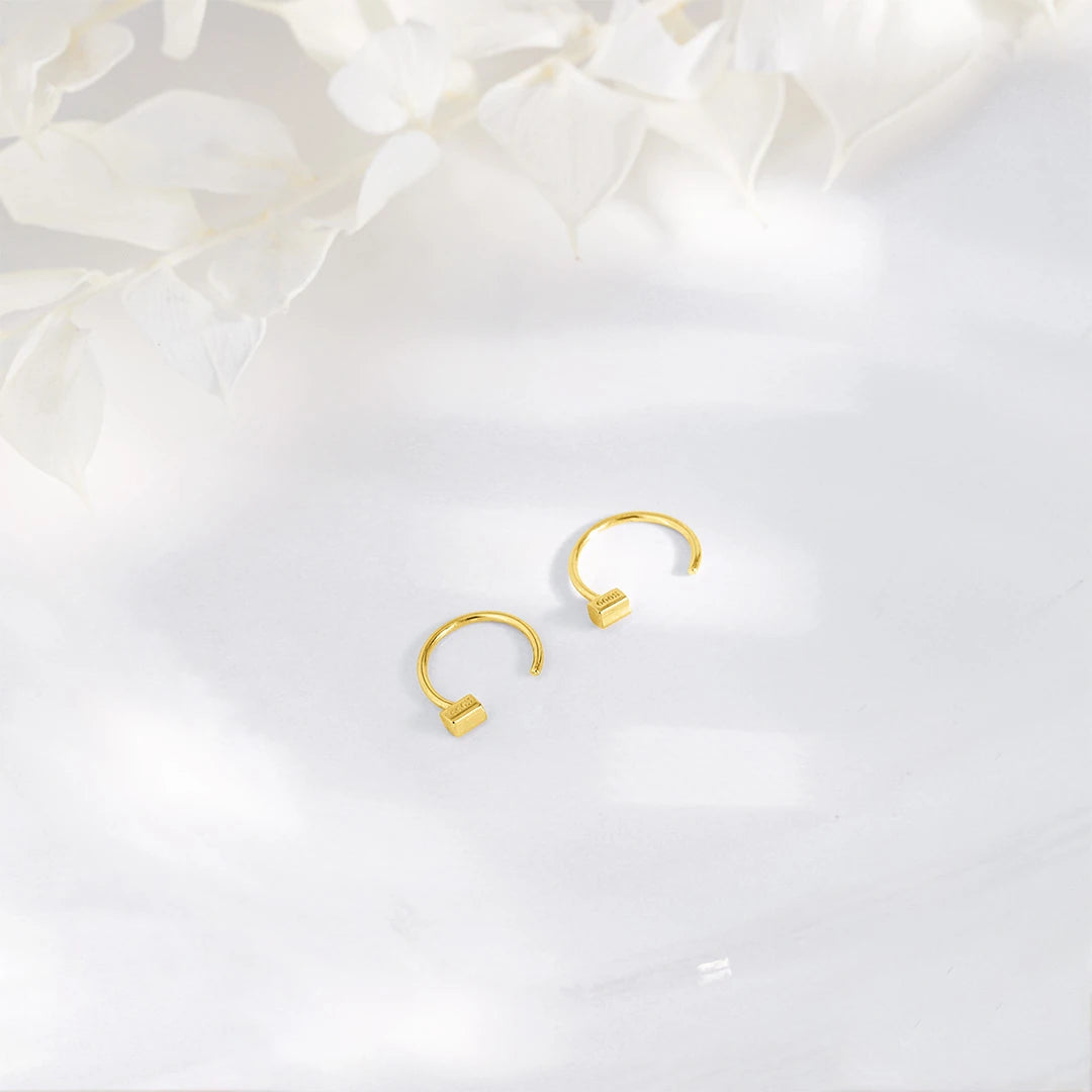Sterling Silver Square Huggie Hoop Earrings