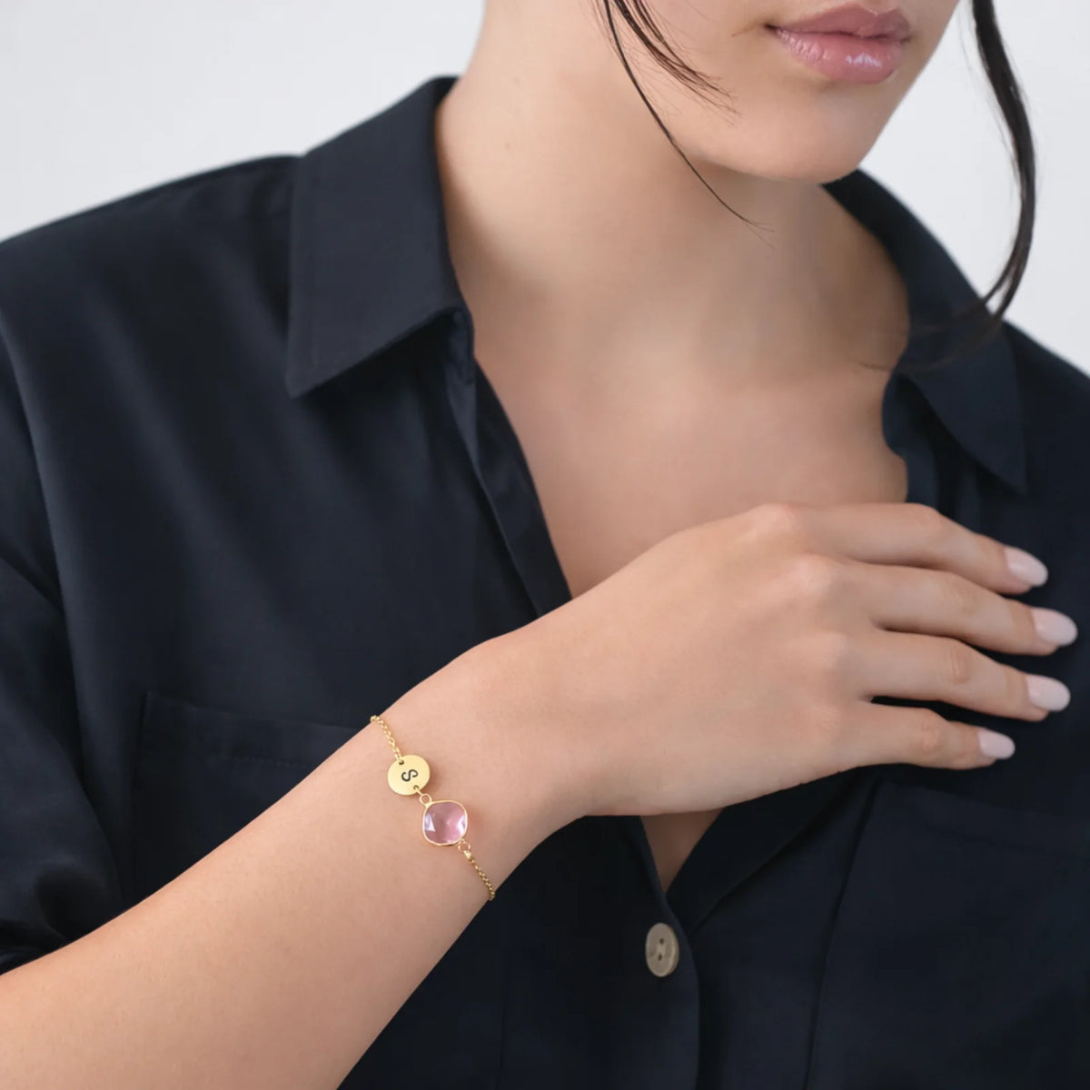 Birthstone & Initial Bracelet – Dainty Personalized Jewelry