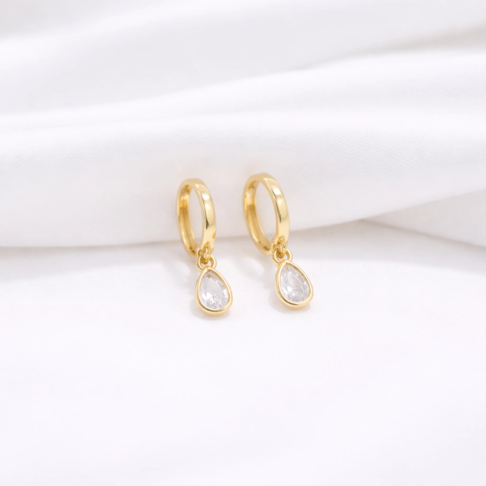 Sterling Silver Dangle Huggie Hoop Earrings