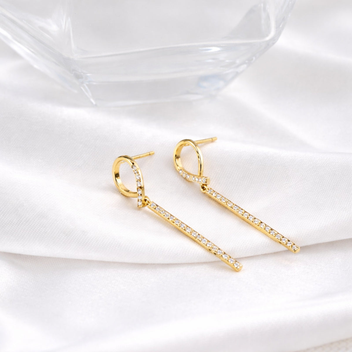 Sterling Silver CZ Drop Earrings