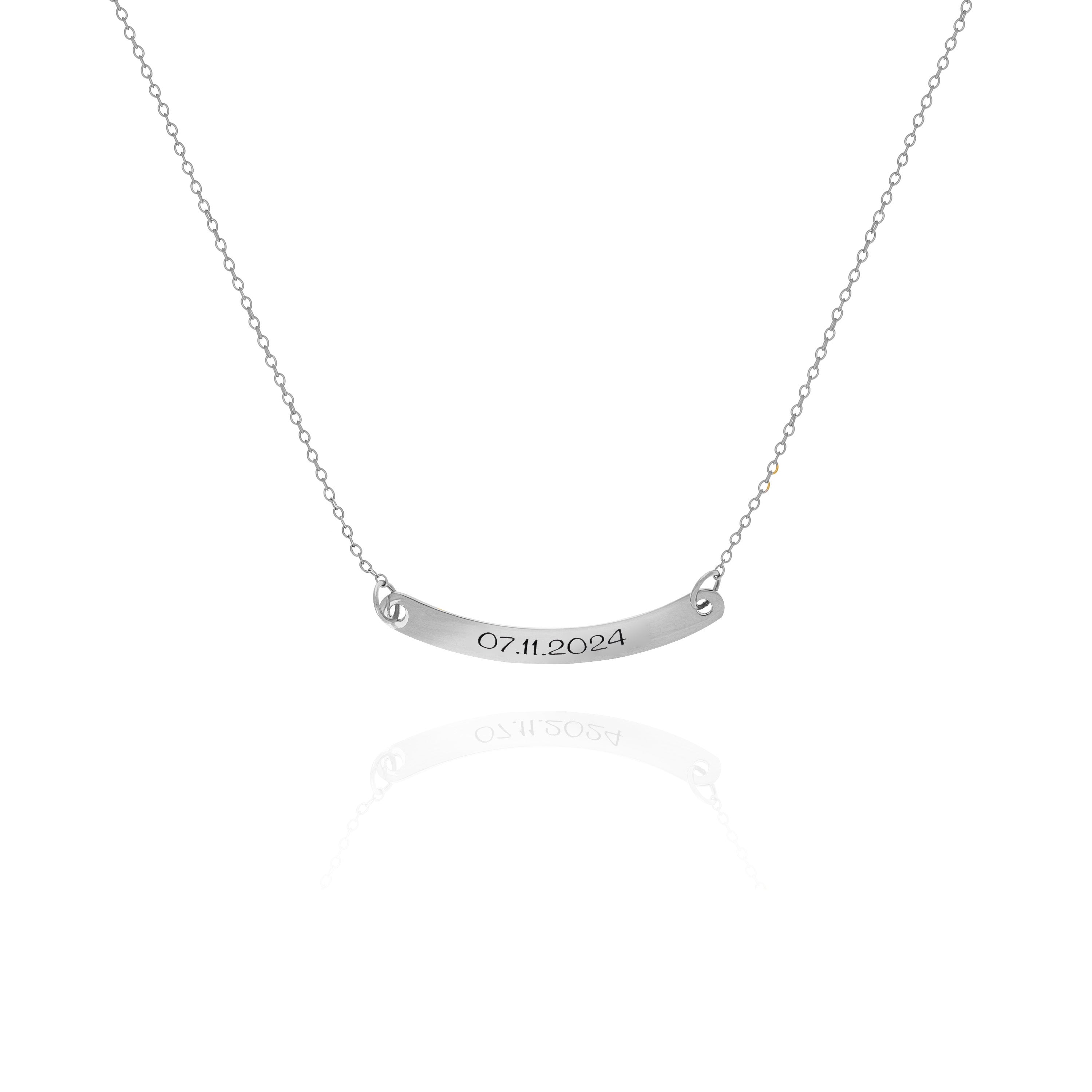 Custom Name Curved Bar Necklace