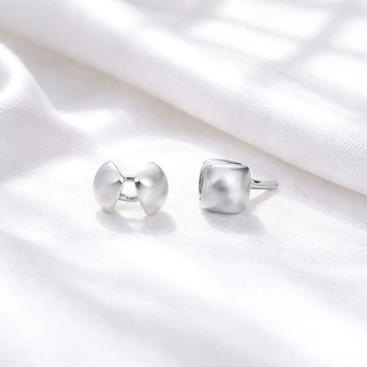 Sterling Silver Brushed Square Huggie Earrings