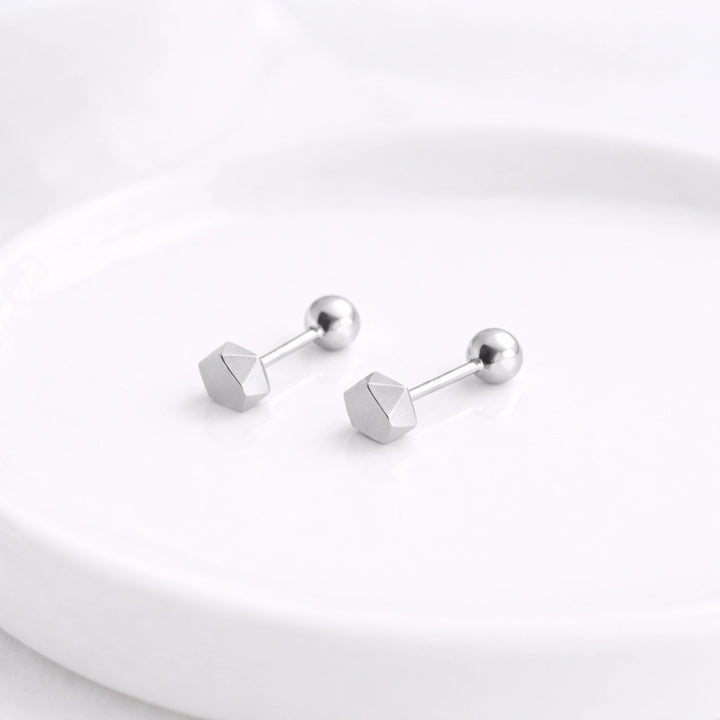 Sterling Silver Hexagon Stud Earrings