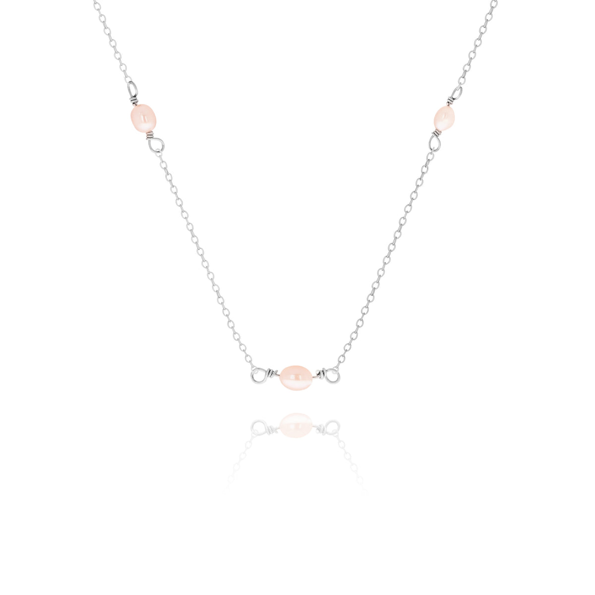 Peach Freshwater Pearl Necklace in Sterling Silver