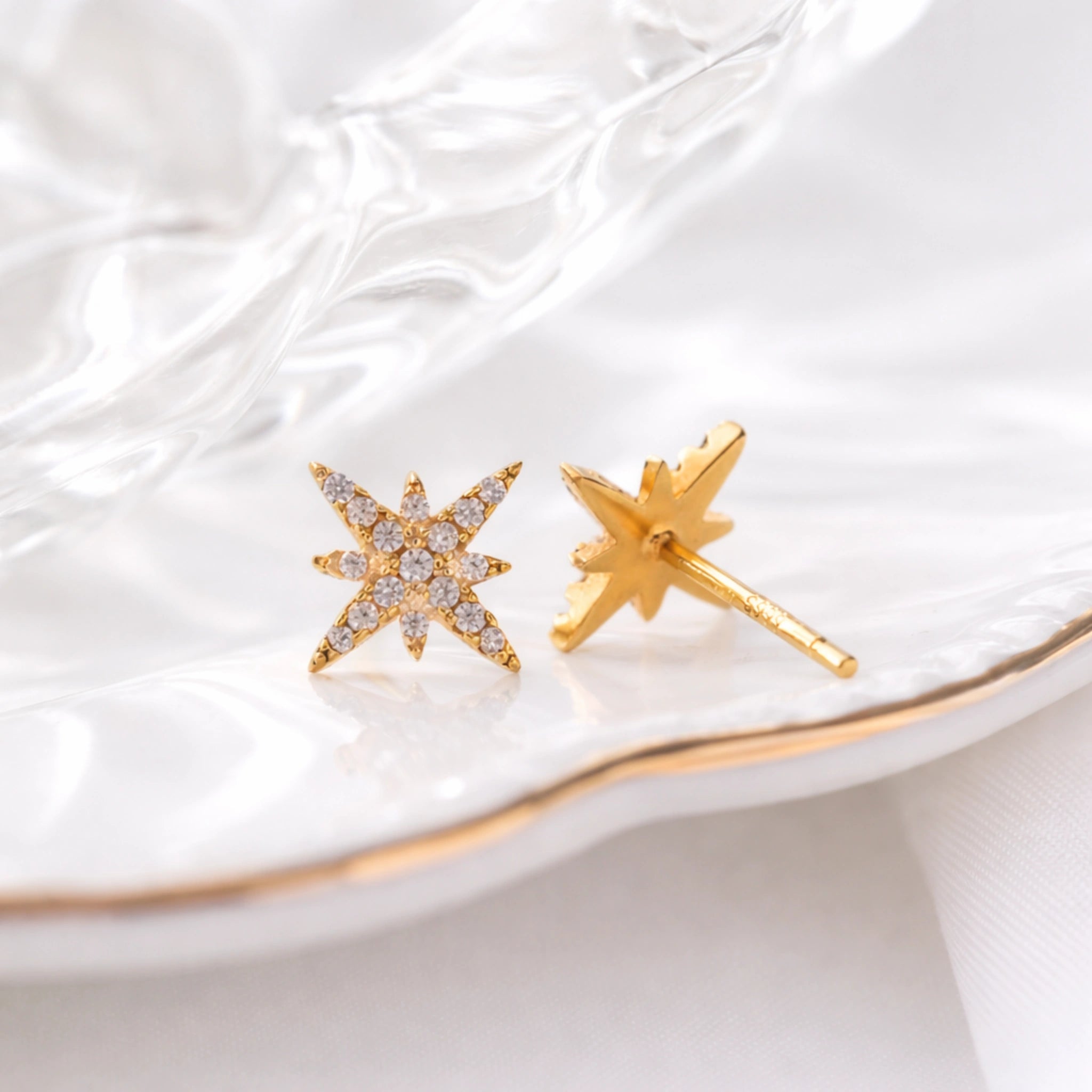 Starburst Crystal Stud Earrings in Sterling Silver