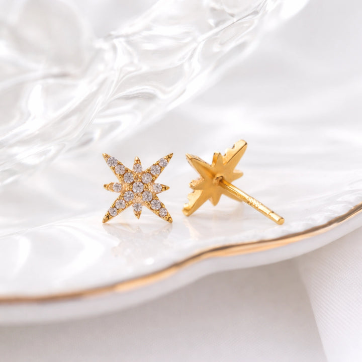 Starburst Crystal Stud Earrings in Sterling Silver